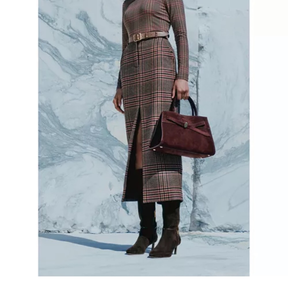SOLD NEW Veronica Beard Plaid Pencil Skirt - Brown and Black
